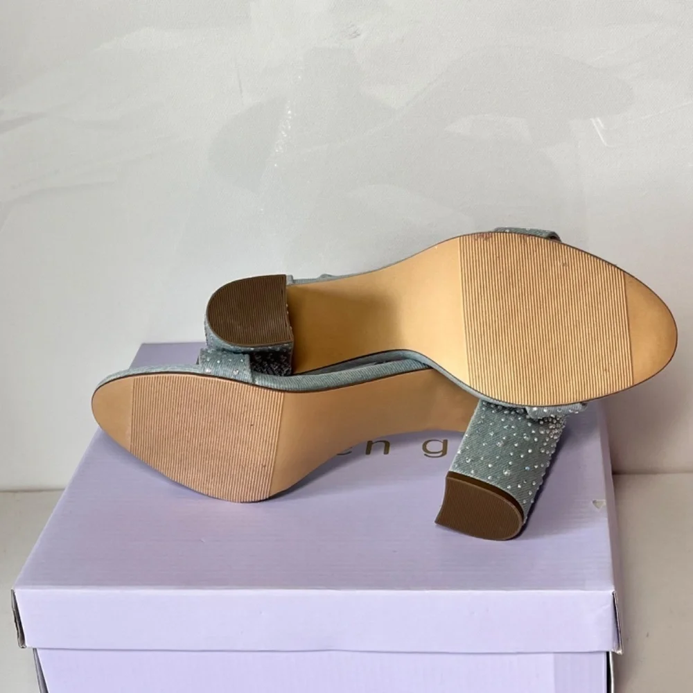 Madden Girl Beella Denim Rhinestone Heels - Picture 6 of 6